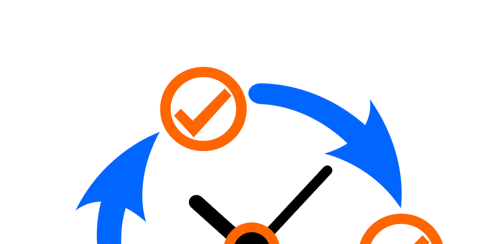 Fairturn promotional graphic: a clock with check marks and blue arrows